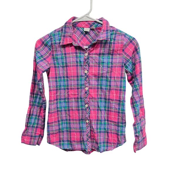 5/$15 Pink and Blue Plaid Button Up - The Children's Place - L (10/12) - Picture 1 of 2